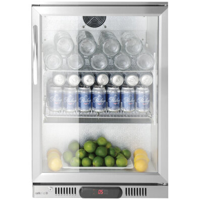 Lodówka chłodziarka barowa podblatowa 1-drzwiowa LED 75 l 120 W 53x50x84 cm - srebrna