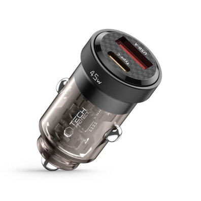 Ładowarka samochodowa USB-C USB-A CC45W QC 45W - czarna