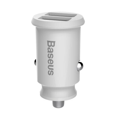 Mini ładowarka samochodowa do telefonu 2x USB Grain Car Charger biały