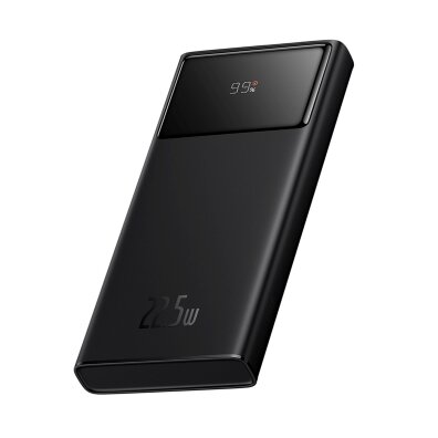 Powerbank 10000mAh USB-A USB-C z wyświetlaczem kablem 22.5W - czarny