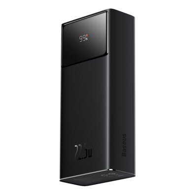 Powerbank 30000mAh 22.5W z kablem USB-A - USB-C 3A 30cm - czarny