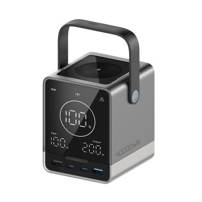 Powerbank z ładowaniem bezprzewodowym 40000mAh USB-C USB-A 300W - czarny