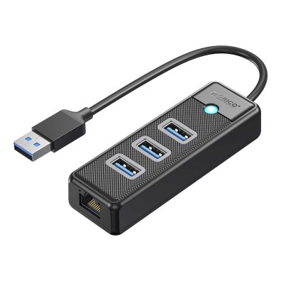 HUB rozdzielacz 4-portowy USB-A - USB-A RJ45 2.5G Ethernet 1.8 m - czarny