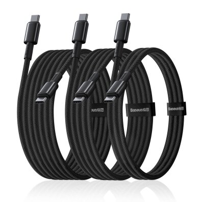 Zestaw kabli przewodów USB-C Tungsten Gold 100W 1m 2m 3m - czarny