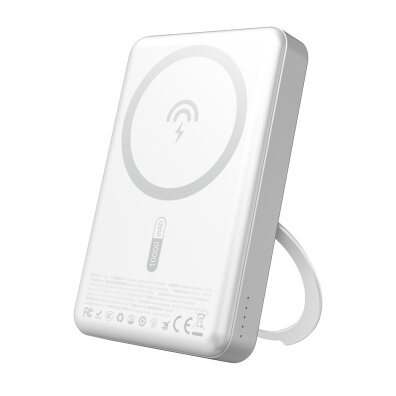 Powerbank K28 10000mAh z MagSafe z metalową obudową i podstawką PD 22.5W - srebrny