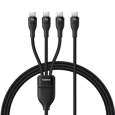 Kabel przewód 3w1 USB-C Flash Series 3 100W 1.5m - czarny
