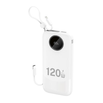 Powerbank K13 10000mAh 22.5W z wbudowanym kablem - biały