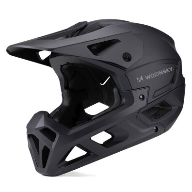 Kask rowerowy pełny z odpinanym daszkiem 57-62 cm - czarny