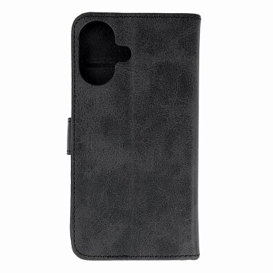 Etui pokrowiec na iPhone 16 Leather Book Case - czarny