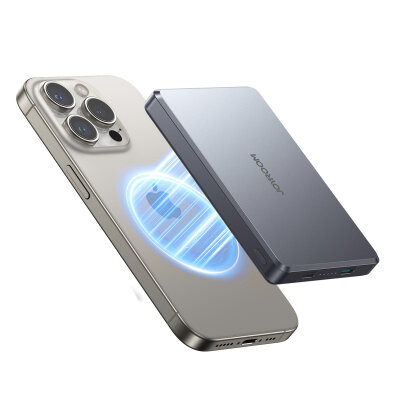 Powerbank Pro 10000mAh ultracienki magnetyczny PD 20W USB-C Lightning - szary