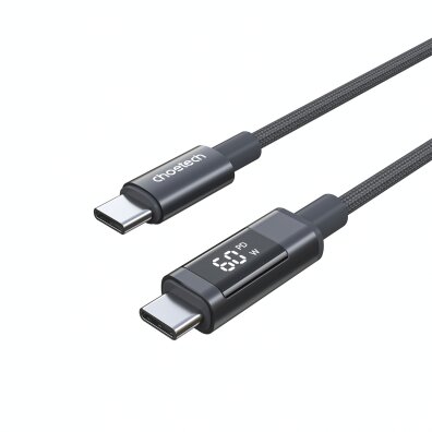 Kabel przewód USB-C z wyświetlaczem PD 60 W 1.2 m - czarny