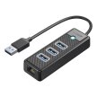 HUB rozdzielacz 4-portowy USB-A - USB-A RJ45 2.5G Ethernet 1.8 m - czarny