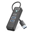 HUB rozdzielacz 3-portowy USB-A - USB-A USB-C 0.15 m - czarny