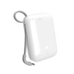 Powerbank 10000mAh USB-A USB-C z wbudowanym kablem - biały