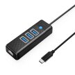HUB rozdzielacz 4-portowy USB-C - USB-A RJ45 2.5G Ethernet 0.5 m - czarny