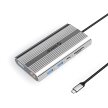 HUB stacja 12w1 USB-C - USB-A USB-C HDMI DisplayPort RJ45 SD PD 100W 4K 1000Mbps - srebrna