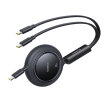 Kabel przewód zwijany 2w1 USB-C 100W 1.2m - czarny