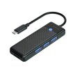 HUB adapter 4-portowy USB-C - USB-A czytnik kart SD microSD 1 m - czarny