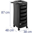 Wózek pomocnik fryzjerski z uchwytem na suszarkę 5 szuflad półka 485 x 380 mm (7)