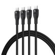 Kabel przewód 3w1 USB-C Flash Series 3 100W 1.5m - czarny (2)