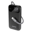 Powerbank K31 10000 mAh 22.5W PD z wbudowanym kablem - czarny