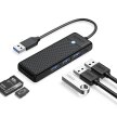 HUB adapter 4-portowy USB-A - USB-A czytnik kart SD microSD 1 m - czarny
