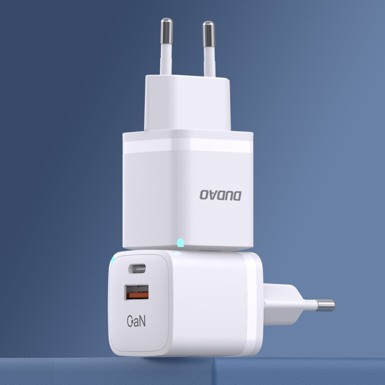 Ładowarka sieciowa GaN 33W PPS USB-C USB-A biała (2)