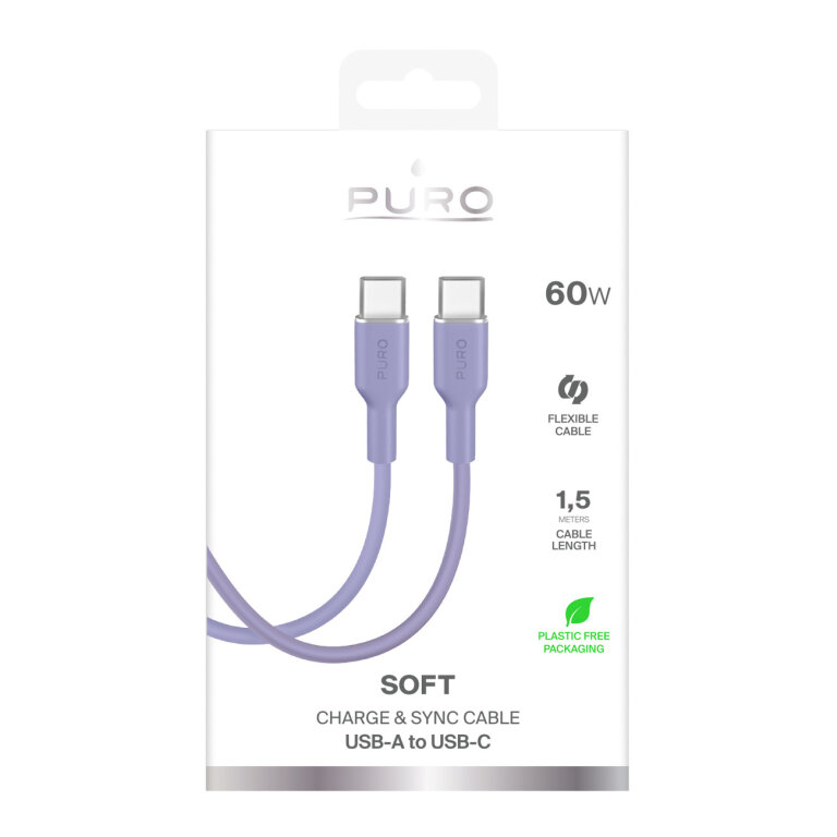 Kabel przewód elastyczny USB-C 60W 1.5m ICON - fioletowy (2)