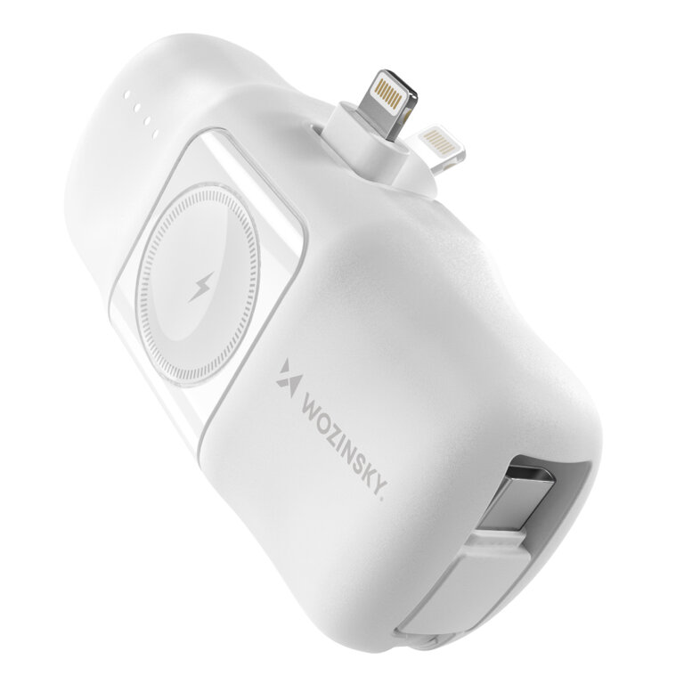 Mini powerbank 5000mAh 15W iPhone Lightning i ładowarką do Apple Watch - biały (1)