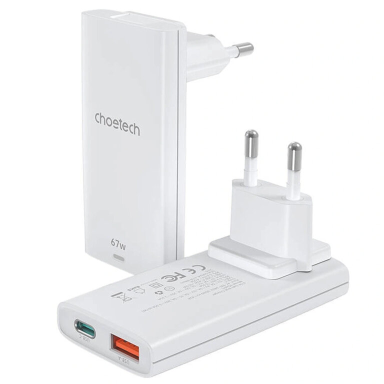 Ładowarka sieciowa USB-A USB-C GaN Ultra 65 W - biała (2)