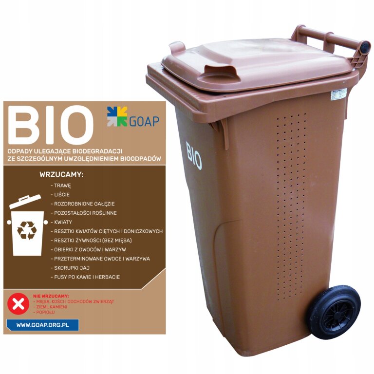 Pojemnik kubeł kosz na odpady i śmieci Europlast Austria - brązowy 120L BIO + RUSZT (1)