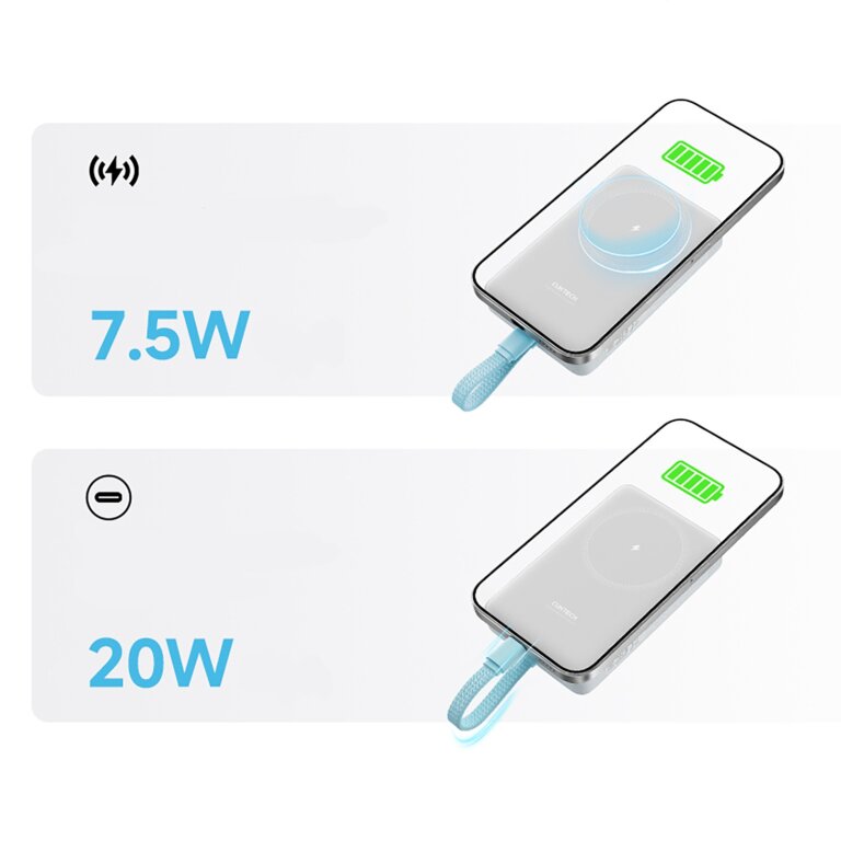 Powerbank magnetyczny 10000mAh USB-C z wbudowanym kablem USB-C - biały (8)