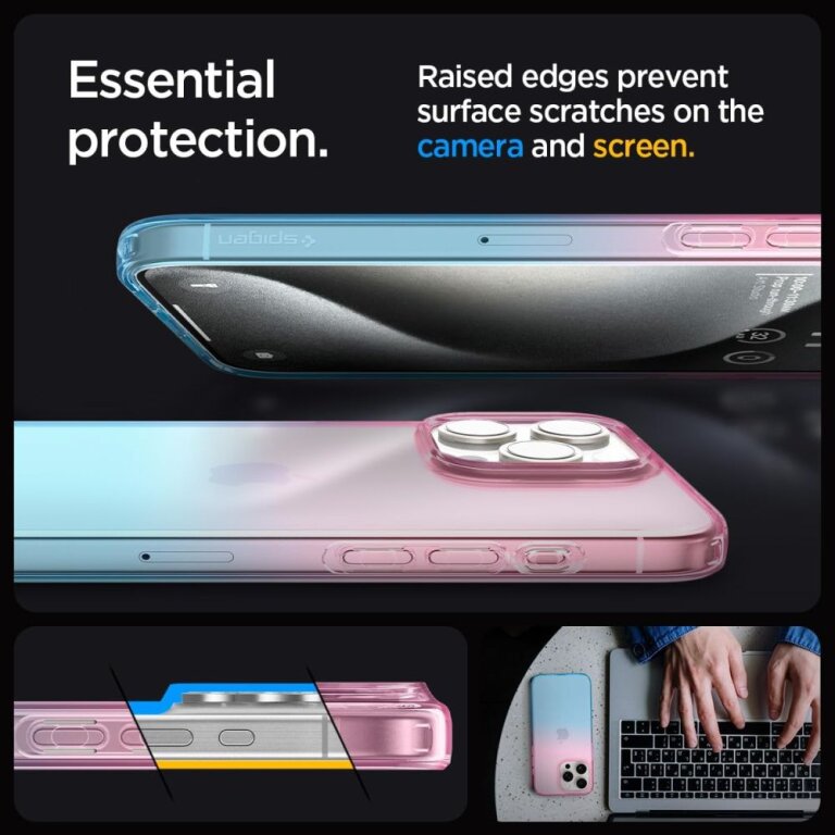 Etui case na iPhone 15 Pro Liquid Crystal - różowo niebieskie (10)