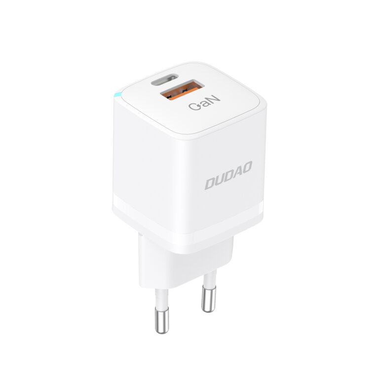 Ładowarka sieciowa GaN 33W PPS USB-C USB-A biała (1)