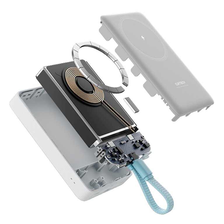 Powerbank magnetyczny 10000mAh USB-C z wbudowanym kablem USB-C - biały (11)