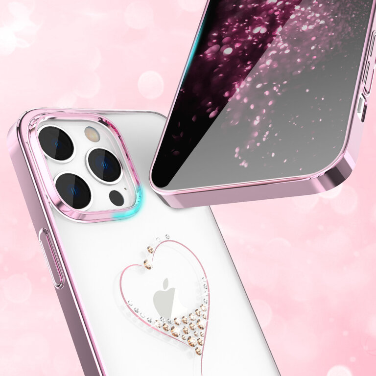 Etui do telefonu iPhone 14 Plus ozdobione kryształami Wish Series różowe (4)
