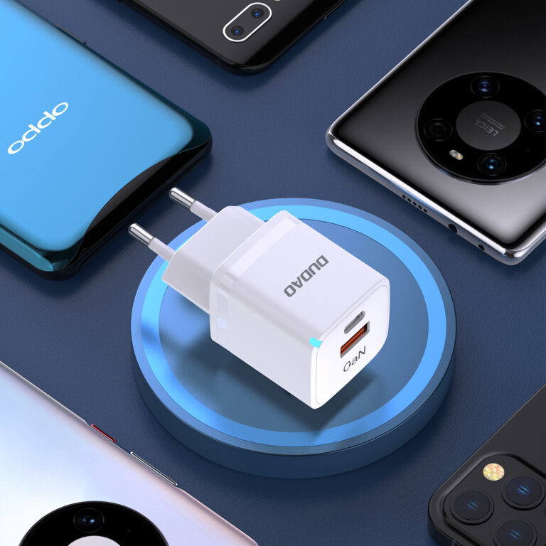 Ładowarka sieciowa GaN 33W PPS USB-C USB-A biała (8)