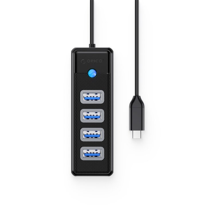 HUB rozdzielacz 4-portowy USB-C - USB-A 1.8 m - czarny (2)