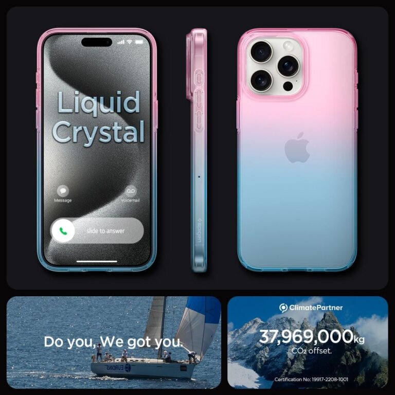 Etui case na iPhone 15 Pro Liquid Crystal - różowo niebieskie (11)