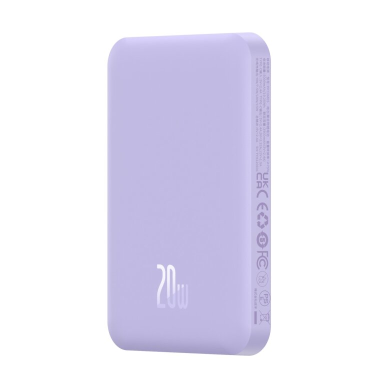Mini powerbank 5000mAh 20W + kabel USB-C 20V / 3A fioletowy (1)