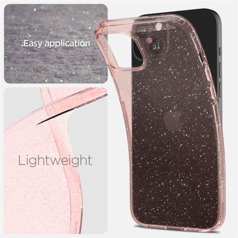 Etui case na iPhone 15 Plus Liquid Crystal Glitter - różowo przezroczyste (2)