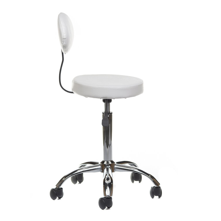 Taboret kosmetyczny z oparciem BH-7289 Biały (3)
