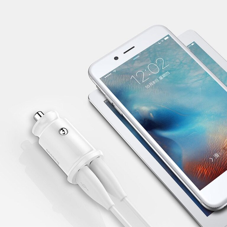 Mini ładowarka samochodowa do telefonu 2x USB Grain Car Charger biały (11)