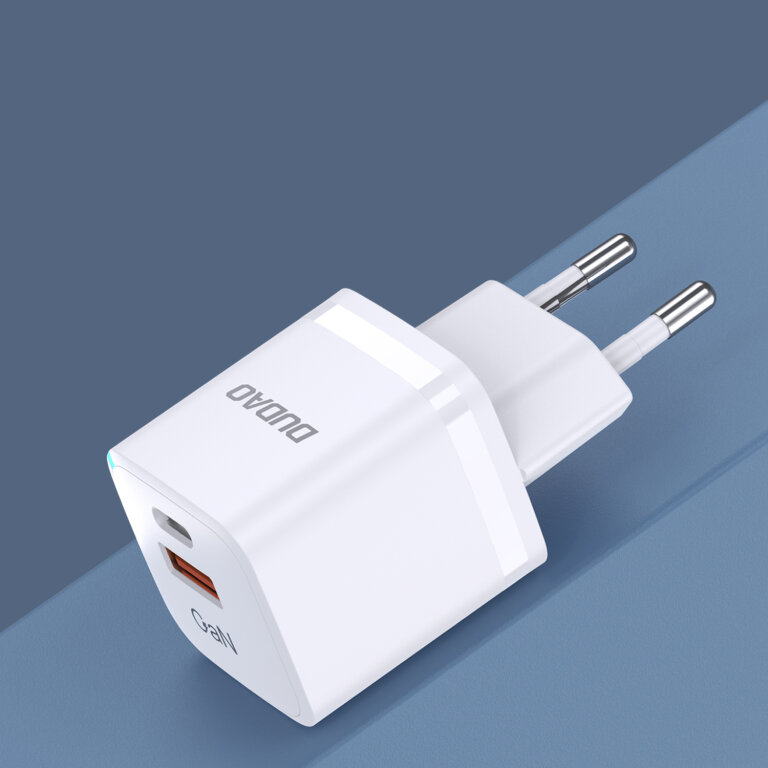 Ładowarka sieciowa GaN 33W PPS USB-C USB-A biała (6)