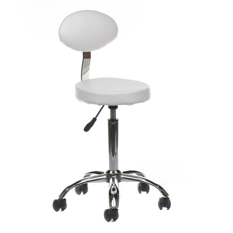 Taboret kosmetyczny z oparciem BH-7289 Biały (1)