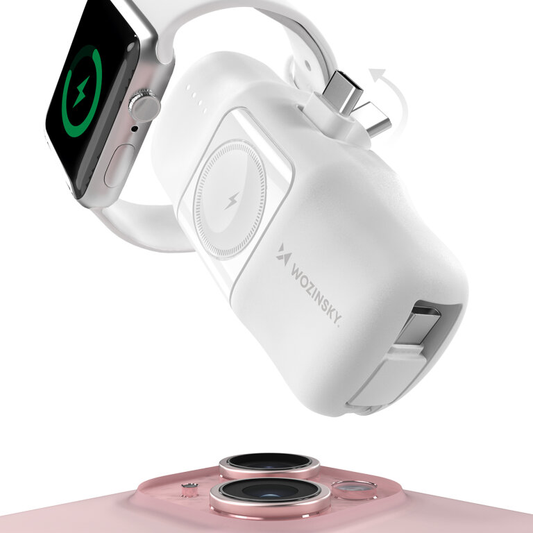 Mini powerbank 5000mAh 15W USB-C i ładowarką do Apple Watch - biały (4)