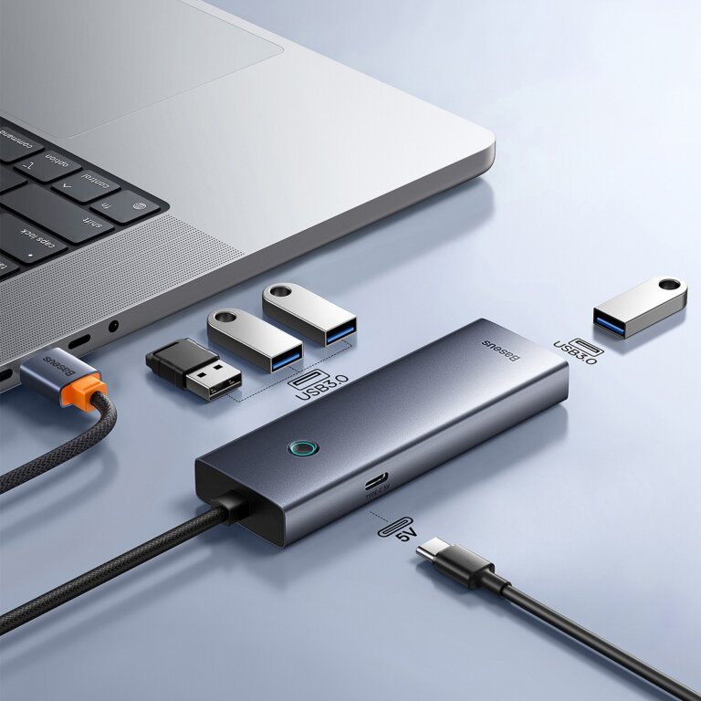 HUB rozdzielacz USB-A USB-C 5V 50cm - szary (6)