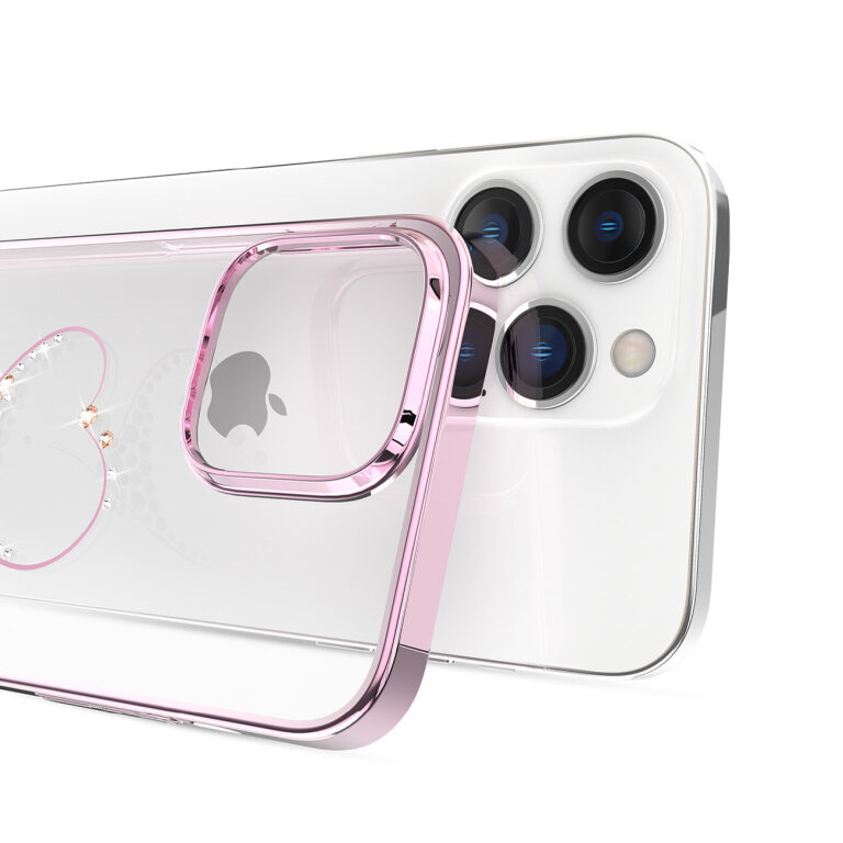 Etui do telefonu iPhone 14 Plus ozdobione kryształami Wish Series różowe (5)