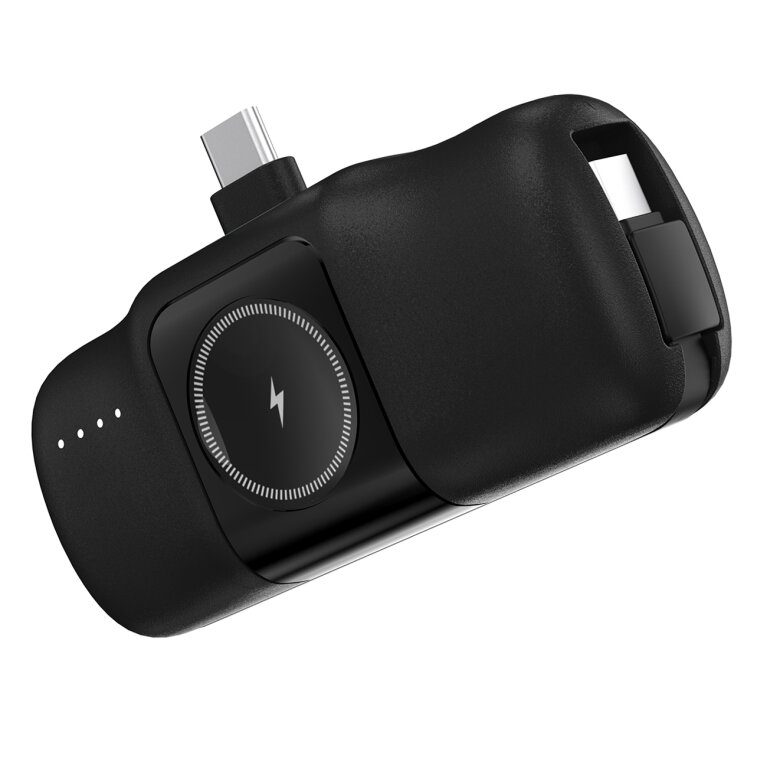 Mini powerbank 5000mAh 15W USB-C i ładowarką do Apple Watch - czarny (2)