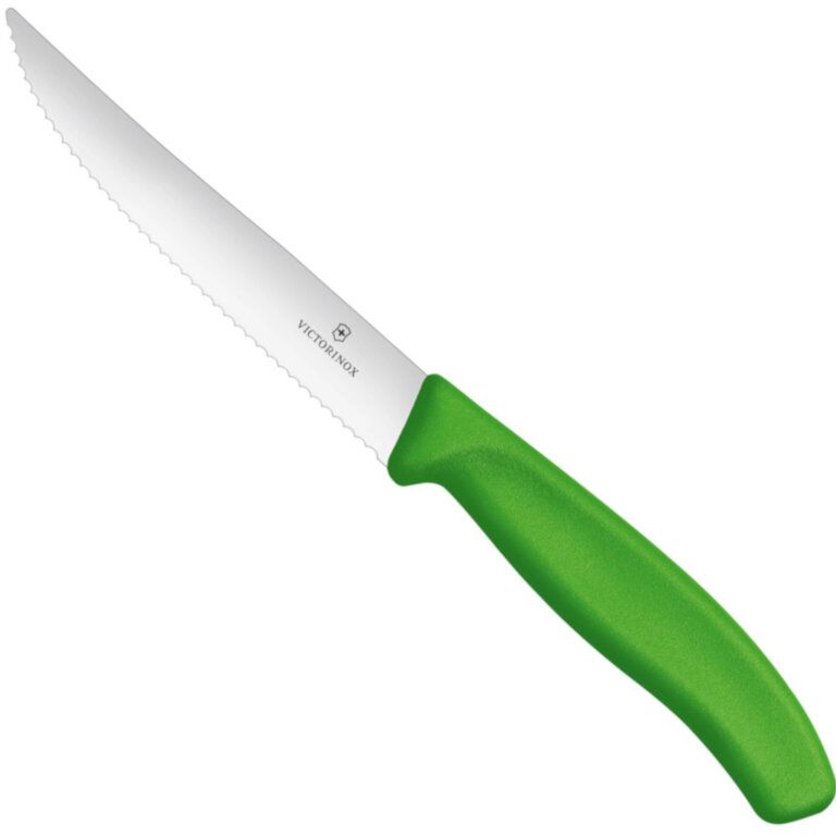 Nóż do steków pizzy ząbkowany z ostrym czubkiem dł. 120/232 mm - zielony (1)
